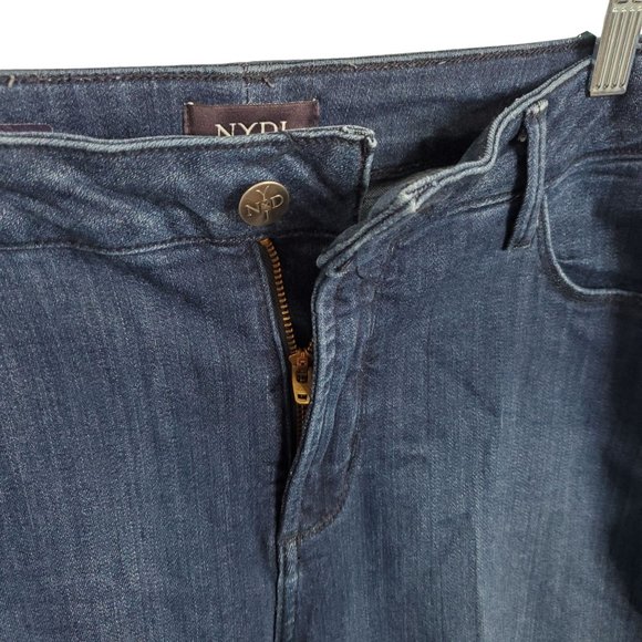 NYDJ Size 16 Jeans Stretch Denim Billie Ankle Boot Tie Dye Frayed Raw Hems Blue - Picture 9 of 9